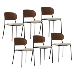 Lot de 6 chaises tissu et bois pieds mtal sofia