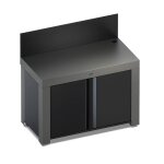 Meuble de cuisine pour plancha 120 x 60 cm félix en acier gris et noir eno Meuble de cuisine pour plancha 120 x 60 cm félix en acier gris et noir eno