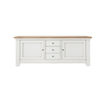 Meuble tv bois massif 2 portes 3 tiroirs embellie
