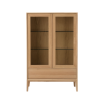 Meuble vitrine led chne massif 2 portes 1 tiroir charles
