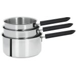 S�rie de 3 casseroles mutine 2 fixe avec poign�e bakelite noire