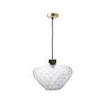 Suspension verre martel�e transparente forme diamant c�line