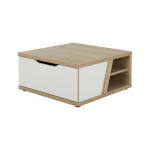 Table basse carrée décor bois et blanc avec tiroir gustave Table basse carrée décor bois et blanc avec tiroir gustave
