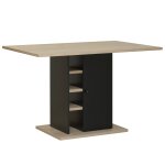 Table lot dcor bois et noir pied central avec rangement 4 personnes gueric