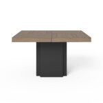 Table  manger carre dcor bois et noir pied central 6 personnes dusk