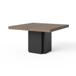 Table  manger carre dcor bois et noir pied central 6 personnes dusk