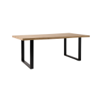 Table � manger rectangulaire ch�ne massif, pieds m�tal noir 8 personnes valencia