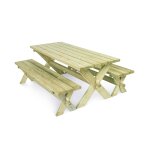 Table de pique - nique avec 2 bancs en bois emeline