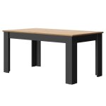 Table � manger rectangulaire extensible d�cor bois et noir 6 � 8 personnes garance