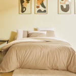 Housse de couette bicolore percale, duo blanc des vosges