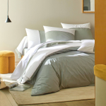Housse de couette bicolore percale, duo blanc des vosges