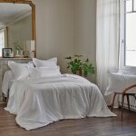 Parure de lit satin divine blanc des vosges