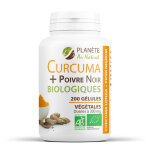 Planète au naturel curcuma et poivre noir bio - 300 mg - 200 gélules végétales Planète au naturel curcuma et poivre noir bio - 300 mg - 200 gélules végétales