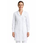 Blouse m�dicale femme blanc � poignets tricots forme slim isacco