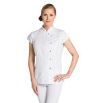 Dyneke blouse blanche estheticienne, col mao