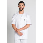 Dyneke blouse blanche homme manches courtes col revers