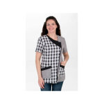 Dyneke blouse d'enseignante � manches courtes carreaux gris anthracite 60% coton 40% polyester