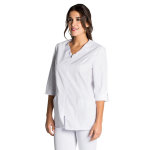 Dyneke blouse esth�ticienne blanche manches 3 / 4 avec fermeture �clair