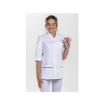 Dyneke blouse femme croise  manches 3 / 4 blanche 67% polyester 33% coton