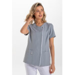 Dyneke blouse femme grise avec patte blanche 100% polyester