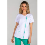 Dyneke blouse femme avec patte verte blanche 100% polyester