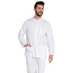 Dyneke blouse m�dicale blanche manches longues col officier unisexe