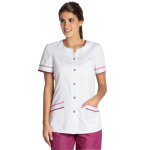 Dyneke blouse m�dicale blanche et rose barcelonnette