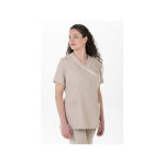 Dyneke blouse m�dicale pour femme � manches courtes �lastique beige 94% polyester 6% �lasthanne