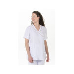 Dyneke blouse mdicale pour femme  manches courtes lastique blanche 94% polyester 6% lasthanne