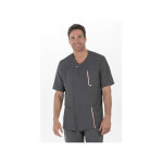 Dyneke blouse m�dicale pour homme � manches courtes patte de boutonnage gris p�che 100% polyester
