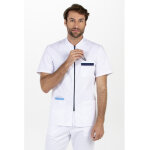Dyneke blouse m�dicale homme zipp�e contrast�e bleue manches courtes