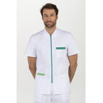 Dyneke blouse m�dicale homme zipp�e contrast�e verte manches courtes