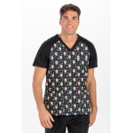 Dyneke blouse médicale unisexe motif tête de mort noir 100% polyester Dyneke blouse médicale unisexe motif tête de mort noir 100% polyester