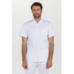Dyneke blouse mdicale zippe blanche  manches courtes pour hommes