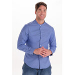 Dyneke chemise homme col mao bleue