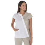 Dyneke tunique esth�ticienne asym�trique � manches courtes beige