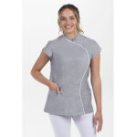 Dyneke tunique femme gris � manches courtes vague col mao
