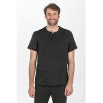 Dyneke tunique m�dicale pour homme maille piqu�e noire � manches courtes