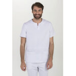 Dyneke tunique pharmacie pour homme en point piqu� blanc � manches courtes