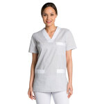 Dyneke tunique de travail femme � manche courte gris et blanc