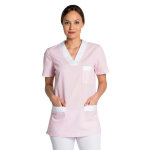 Dyneke tunique de travail femme � manche courte rose et blanc