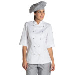 Dyneke veste blanche de cuisine manches 3 / 4 lady chef look