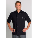 Dyneke veste de cuisine coton noir manche courte homme