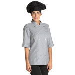 Dyneke veste grise de cuisine manches 3 / 4 lady chef look