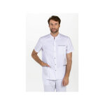 Dyneke veste homme  manches courtes blanche contraste gris 67% polyester 33% coton
