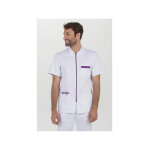 Dyneke veste homme  manches courtes blanche zippe 67% polyester 33% coton