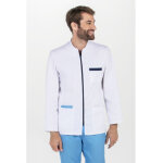 Dyneke veste homme � manches longues zipp�e contrast�e bleue 67% polyester 33% coton