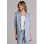 Dyneke veste manches 3 / 4 fronc�es femme bleu clair