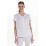 Dyneke veste manches courtes avec passants satin femme blanc