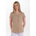 Dyneke veste manches courtes avec passants satin femme sable
